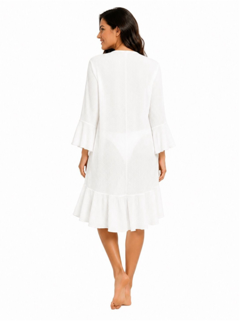 Cupshe Crisp Weave White Cover-Up Kimono Large - Picture 3 of 6